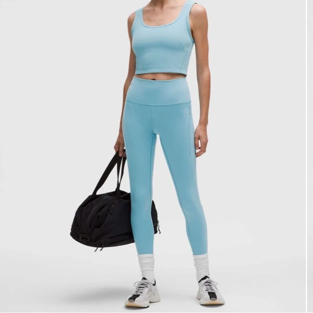 NWT Lululemon Wunder Train High rise tight leggings pockets washed blue 4